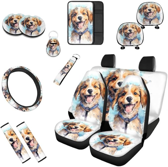 Watercolor Golden Hair 13 PCS Car Accessories Set