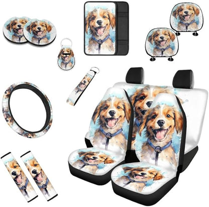 Watercolor Golden Hair 13 PCS Car Accessories Set