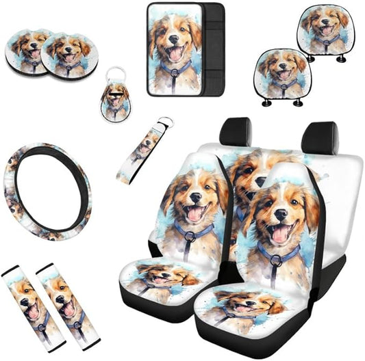 Watercolor Golden Hair 13 PCS Car Accessories Set