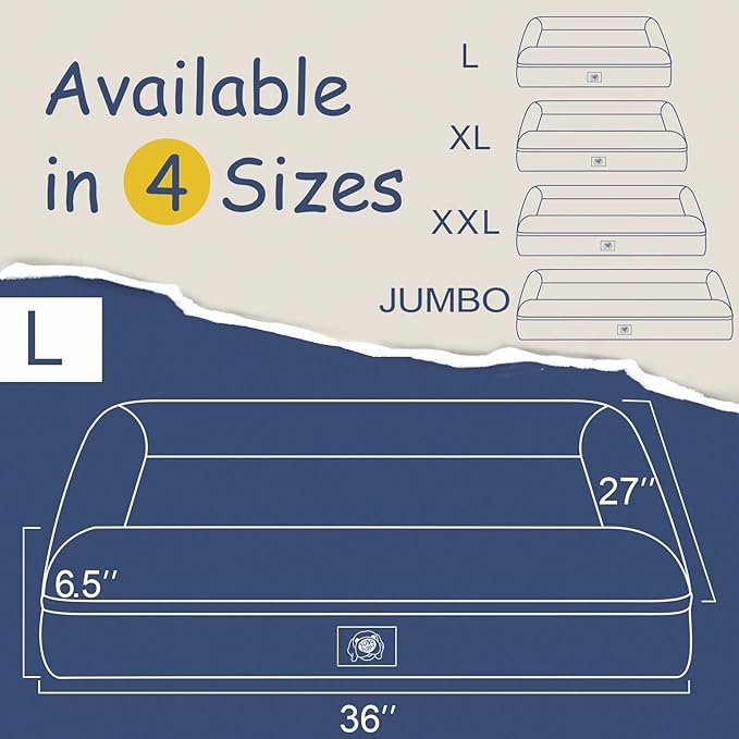 Orthopedic Washable Large Dog Bed: Large Dog Bed Bolster Waterproof