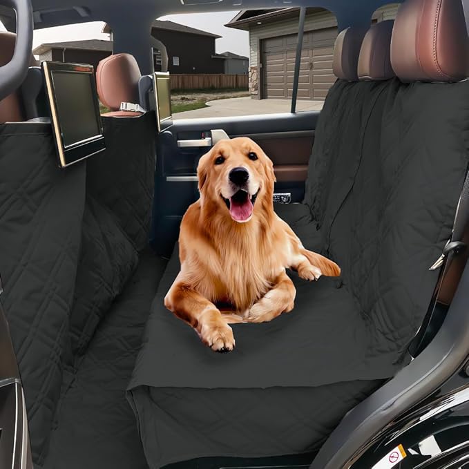 Formosa Covers Deluxe Quilted and Padded Dog Car Back Seat Cover with Non-Slip Back Best for Car Truck and SUV 56"x94", Black