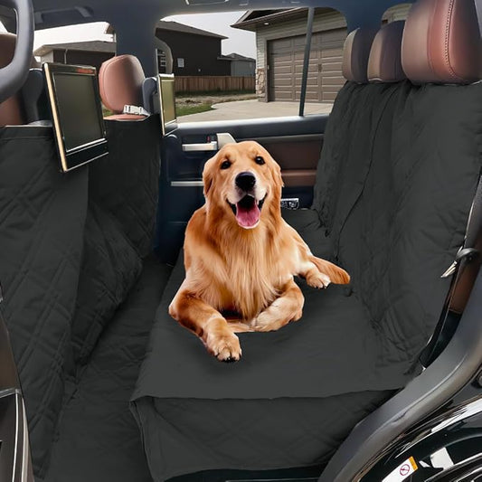 Formosa Covers Deluxe Quilted and Padded Dog Car Back Seat Cover with Non-Slip Back Best for Car Truck and SUV 56"x94", Black
