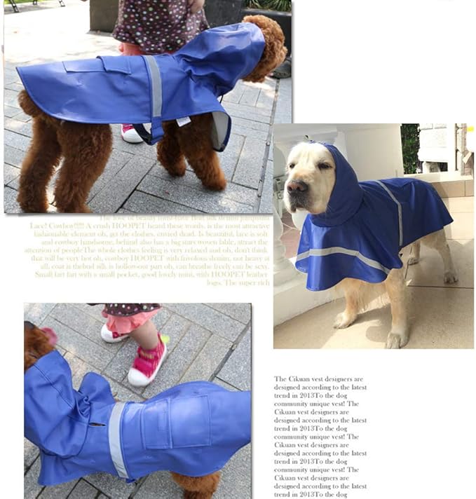 NACOCO Large Dog Raincoat Adjustable Pet Water Proof Clothes Lightweight Rain Jacket Poncho Hoodies with Strip Reflective (XXL