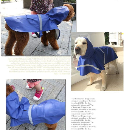 NACOCO Large Dog Raincoat Adjustable Pet Water Proof Clothes Lightweight Rain Jacket Poncho Hoodies with Strip Reflective (XXL