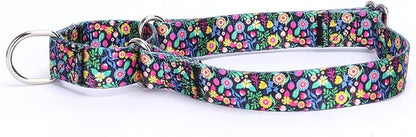 Martingale Dog Collars - Flower Multicolor Cute Patterns, Adjustable Nylon Training Dog Collar Suitable for Boy and Girl Dogs Medium Large Dogs (M, Purple)