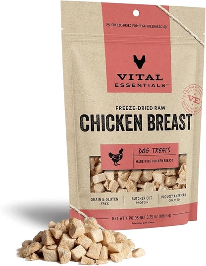 Vital Essentials Freeze Dried Raw Single Ingredient Dog Treats, Chicken Breast, 3.75 oz