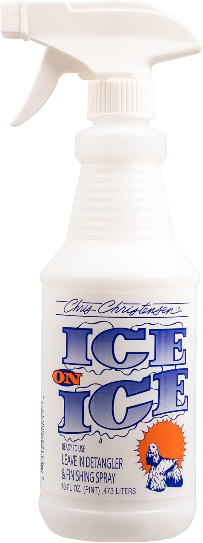 Chris Christensen Ice on Ice Detangler and Finishing Dog Spray, Groom Like a Professional, Ready to Use, Helps Brush/Comb Glide Through Coat, Conditions, No Residue, All Coat Types, Made in USA, 16 oz