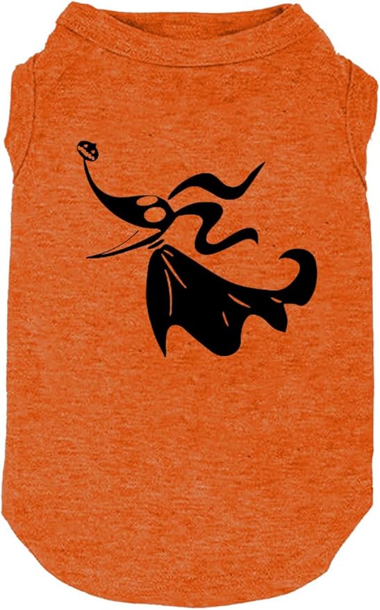 Halloween Dog Shirt for Pet Clothes Halloween Skeleton Hoodies Glowing Skull Cute Shirt Breathable Stretchy Costumes (Medium Orange-1)