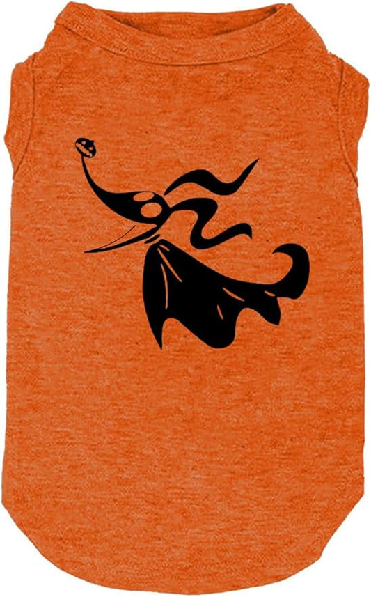 Halloween Dog Shirt for Pet Clothes Halloween Skeleton Hoodies Glowing Skull Cute Shirt Breathable Stretchy Costumes (Medium Orange-1)