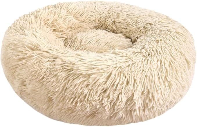 otoez Round Donut Dog Bed for Small Dogs Bottom(23.6", Taupe)