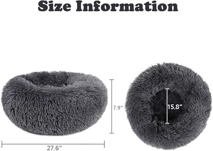 otoez Round Donut Dog Bed for Medium Dogs (27.6", Dark
