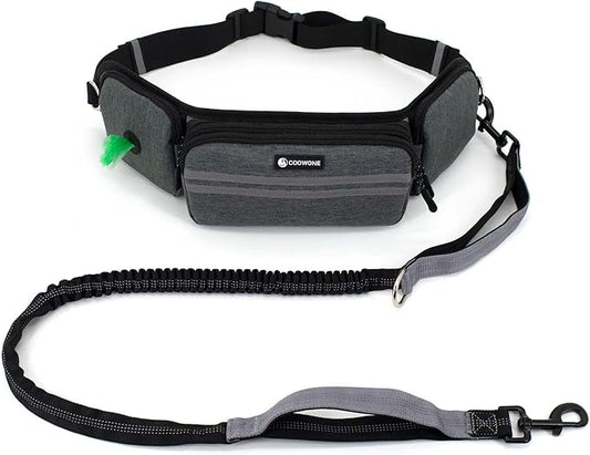 Hands Free Dog Leash with Dog Walking Fanny Pack for Large Medium Small Dogs