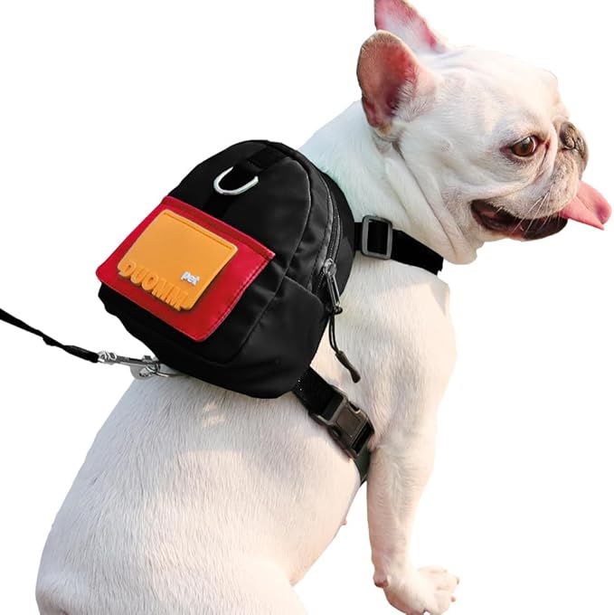 Dog Backpack for Small Dogs to Wear,Cute Pet Puppy Harness Backpacks with Leash Adjustable Dog Self Carrier Bag for Travel Hiking Daily Walking (M, Black)