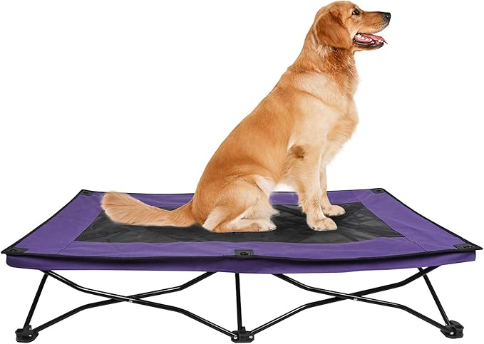 YEP HHO 47 Inches Long Elevated Folding Pet Bed Cot Travel Portable Breathable Cooling Textilene Mesh Sleeping Dog Bed (47 Inch (Pack of 1), Purple)