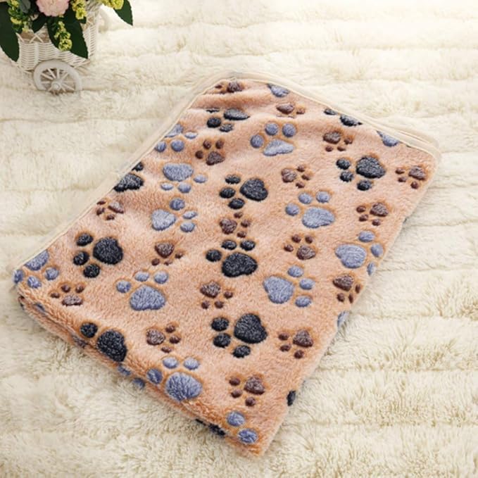 Pet Soft Blankets for Dogs - Fluffy Cats Dogs Blankets for Medium to Large Dogs, Cute Paw Print Pet Throw Puppy Blankets Fleece(L,41 * 31")