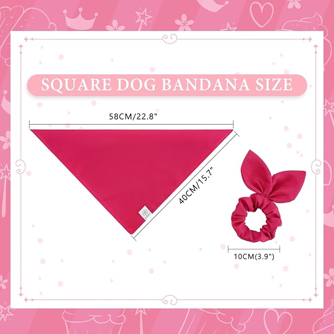 E-Clover Dog Bandanas & Matching Scrunchie-Solid Color Dog