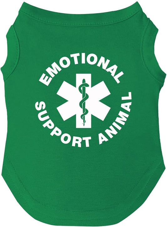 Emotional Support Animal Dog Tee Shirt Sizes for Puppies, Toys, and Large Breeds (209 Green, X-Large)