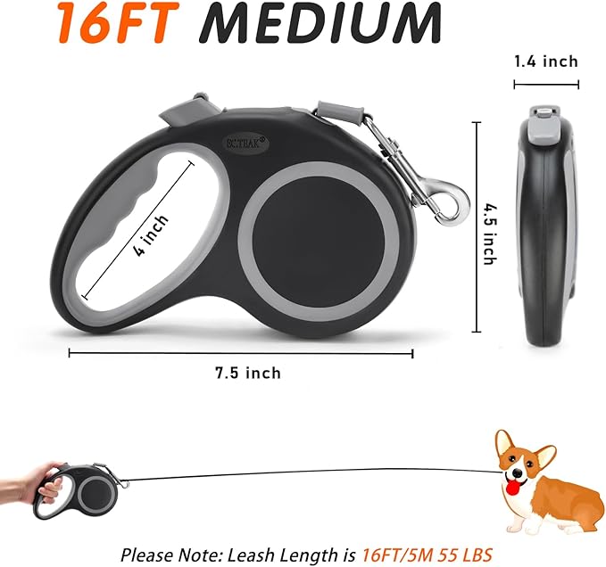 Retractable Dog Leash 16 FT 55 lbs,