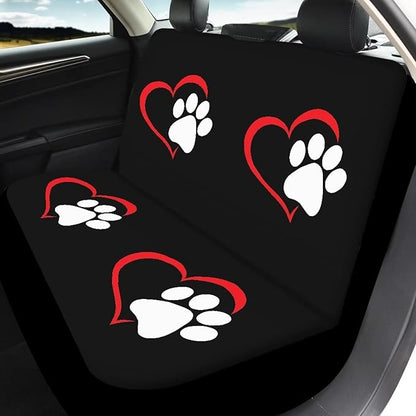 Dog Paw Heart Full Car Seat Covers Set