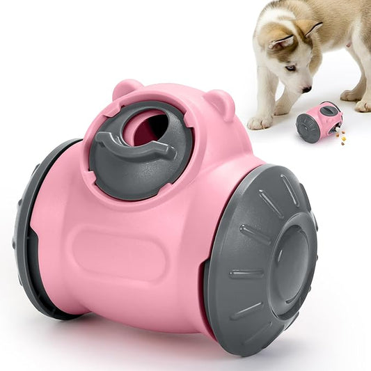 Treat Dispensing Dog Toys, Interactive Dog Treat Toy for Boredom to Keep Them Busy, Adjustable and Durable Dog Puzzle Toy for Small/Medium/Large Breed Dogs Pink