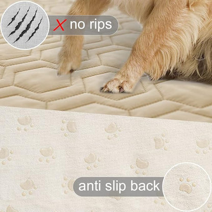 Waterproof and Non-Slip Dog Bed Cover and Pet Blanket Sofa Pet Bed Mat ，car Incontinence Mattress Protectors Furniture Couch Cover for Most Cats Dogs Pets（52x82-Beige）