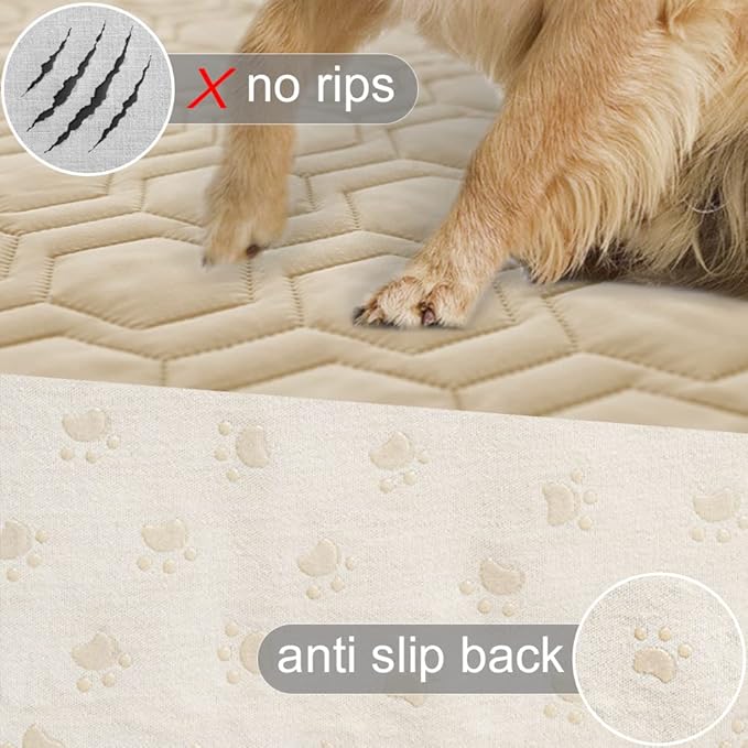 Waterproof and Non-Slip Dog Bed Cover and Pet Blanket Sofa Pet Bed Mat ，car Incontinence Mattress Protectors Furniture Couch Cover for Most Cats Dogs,Pets（82x102-Beige）