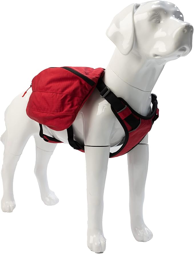 Lovelonglong Dog Backpack for Hiking, Multifunctional Dog Day Pack Zippered Travel Dog Saddle Bag Outdoor Hiking Backpack with 2 Capacious Side Pockets for Small Medium Large Dogs Red S