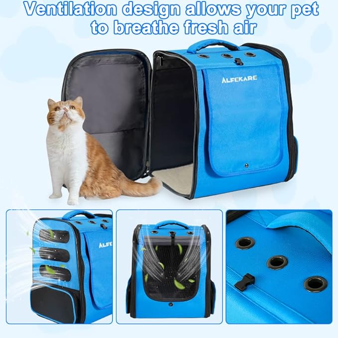 Rolling Cat Carrier Airplane Approved Pet Carrier with Wheels, Dog Backpack with Wheels,Cats,Puppies Travel Bag with Trolley