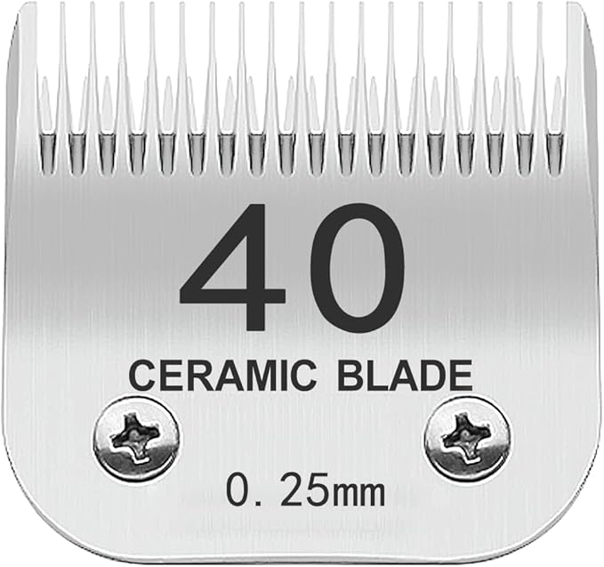 TRAH 40# Blade Dog Grooming Clipper Replacement Blades Compatible with Andis Dog Clippers,Most A5, Wahl KM Series Clippers,Detachable Ceramic Blade,Size-40#, 1/100-Inch Cut Length (0.25mm) Silver