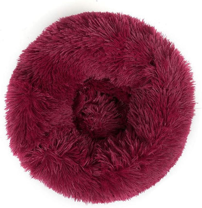 otoez Kitten Puppy Bed Small Round Dog Cat Beds Anti Anxiety Plush Pet Calming Donut Bed with Non-Slip Waterproof Bottom (19.7", Dark