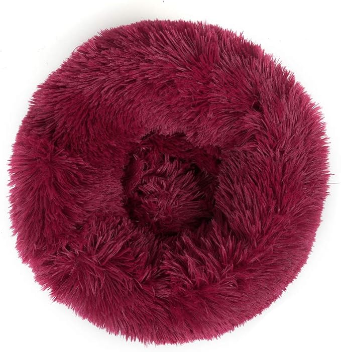 otoez Kitten Puppy Bed Extra Small XS Round Dog Cat Beds Anti Anxiety Plush Pet Calming Donut Bed with Non-Slip Waterproof Bottom (15.7", Dark