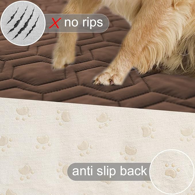 Waterproof and Anti-Slip Dog Bed Cover and Pet Blanket Sofa Pet Bed Mat ，car Incontinence Mattress Protectors Furniture Couch Cover for Most Cats Dogs, Pets（52x82-Chocolate）