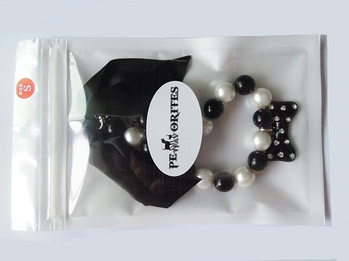 Fancy Diamond Pearl Dog Necklace Collar Jewelry with Bling Rhinestones Bone Charm for Pets Cats Small Dogs Girl Teacup Chihuahua Yorkie Clothes Costume Outfits Accessories