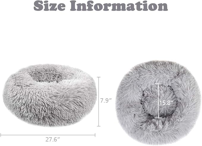 otoez Round Donut Dog Bed for Medium Dogs (27.6", Light