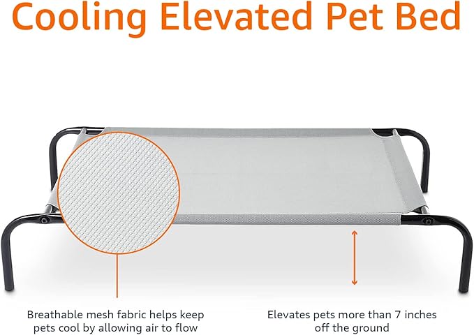 Amazon Basics Cooling Elevated Dog Bed with Metal Frame 43 x 26 x 7.5 Inch,