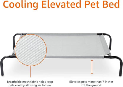 Amazon Basics Cooling Elevated Dog Bed with Metal Frame 43 x 26 x 7.5 Inch,