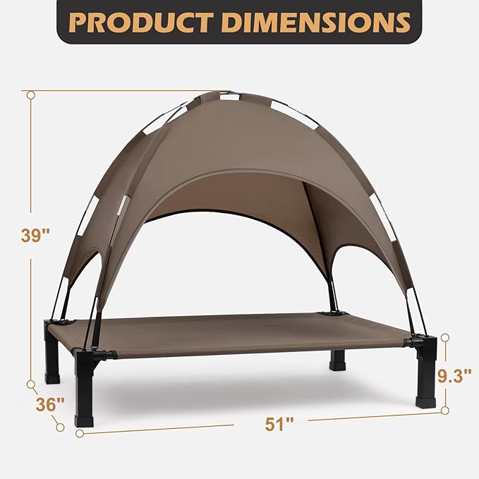 Heeyoo Elevated Dog Bed with Canopy