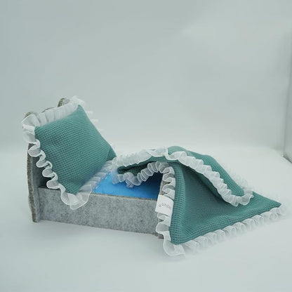 Felt Hamsters Bed, Small Animal Bed with Soft Mat, Small Pets Gift for Small Chinchilla Hamsters Hiding Sleeping(Grey)