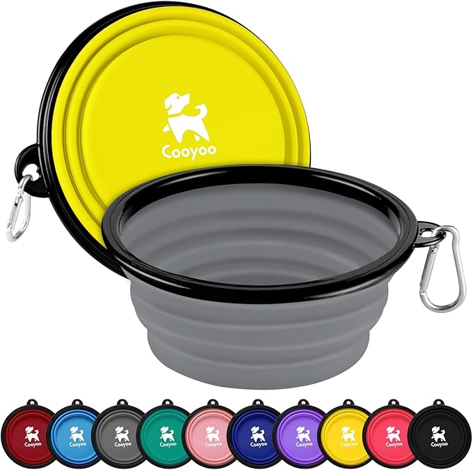 COOYOO Collapsible Dog Bowl,2 Pack Collapsible Dog Water Bowls for Cats Dogs,Portable Pet Feeding Watering Dish for Walking Parking Traveling with 2 Carabiners