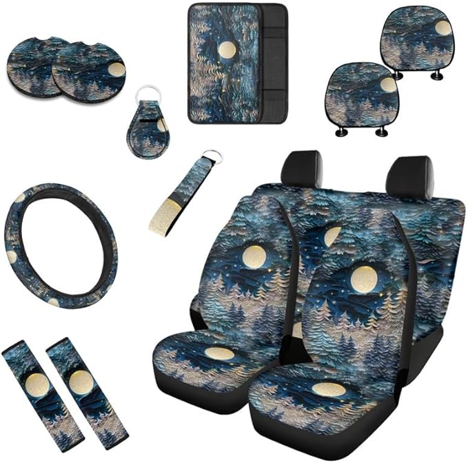 Moon Forest Paper Sculpture Car Seat Covers Full