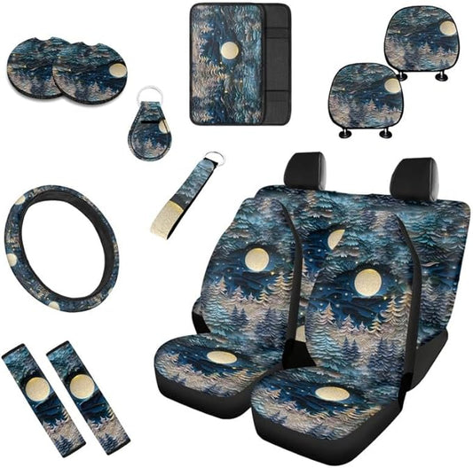 Moon Forest Paper Sculpture Car Seat Covers Full