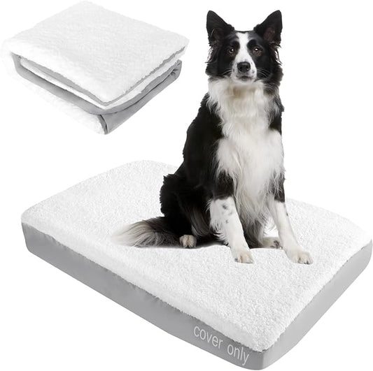 Dog Bed Covers Replacement Washable (Cover Only), Waterproof Warm Dog Mattress Cover Plush Dog Bed Cover-Easy to Remove, Plush Dog Pillow Cover, Soft and Comfortable Puppy Pet Bed Cover