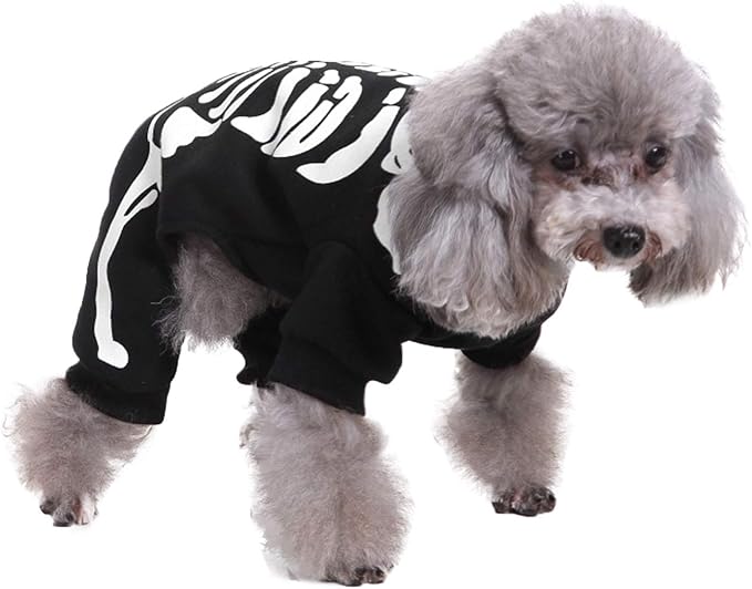 Dog Cat Skeleton Costume Coat Pet Puppy Halloween Costumes Clothes for Small Medium Dogs Cats Halloween Party Cosplay Sweater Jumpsuit Puppies Funny Outfits Kitten Dress up Shirt Pets Apparel