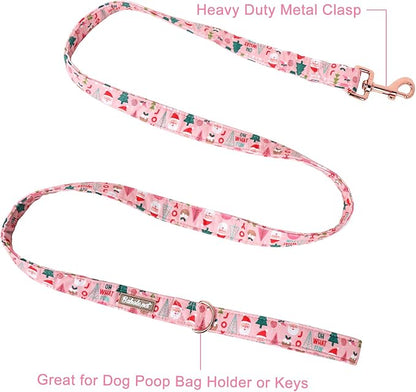 Christmas Dog Leash Durable Handmade Pink Santa Claus 120cm
