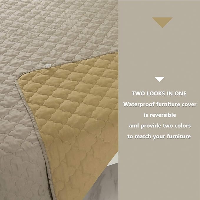 Pet Blankets for Couch Protection Waterproof Dog Bed Covers Dog Blanket Furniture Protector (Beige+Sand 52"x82")