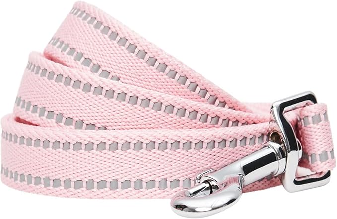 Blueberry Pet Essentials Pastel Color Reflective Matching Dog Harness Vest and Leash Set in Baby Pink, Adjustable Harness with 5 ft Leash for Medium Dogs