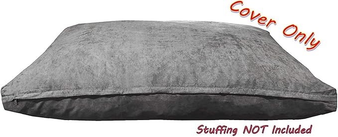 Dogbed4less 41X27X4 Inches Large Size : Suede Fabric External Replacement Cover in Gray Color with Zipper Liner for Dog Pet Bed Pillow or pad - Replacement Cover only