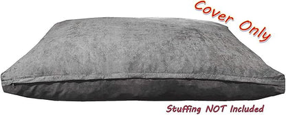 Dogbed4less 41X27X4 Inches Large Size : Suede Fabric External Replacement Cover in Gray Color with Zipper Liner for Dog Pet Bed Pillow or pad - Replacement Cover only