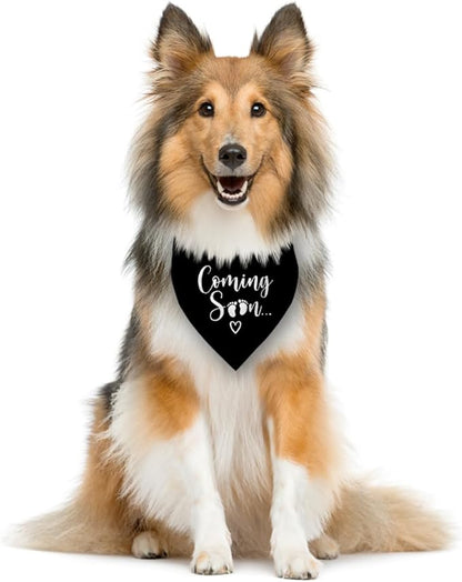 Coming Soon Dog Bandana, Black Dog Bandana, Baby Announcement Dog Bandana, Pet Dog Triangle Scarf, Pet Dog Scarf Accessories, Gift for Dog Lover, Dog Bandana for Small Medium Large Dogs (D36)