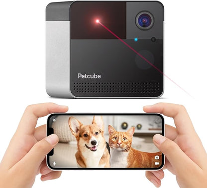 Petcube Play 2 Wi-Fi Pet Camera with Laser Toy for Cats & Dogs, 1080P HD Video, 160° Full-Room View, 2-Way Audio, Sound/Motion Alerts, Night Vision, Pet Monitoring App